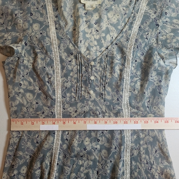 Denim & Supply Ralph Lauren Dress Blue Floral V-Neck High-Low Midi 6 Boho-chic - Picture 5 of 11